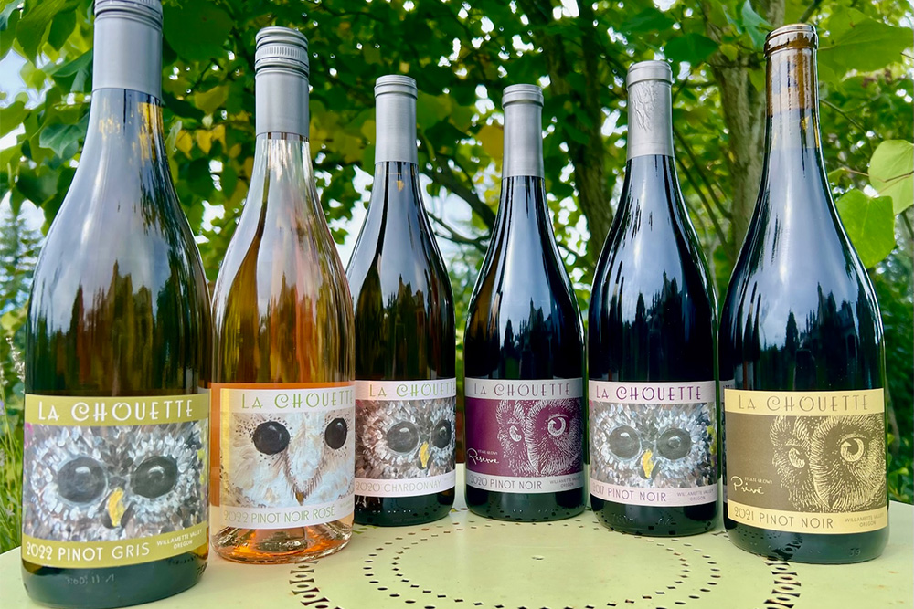 Selection of La Chouette wine bottles